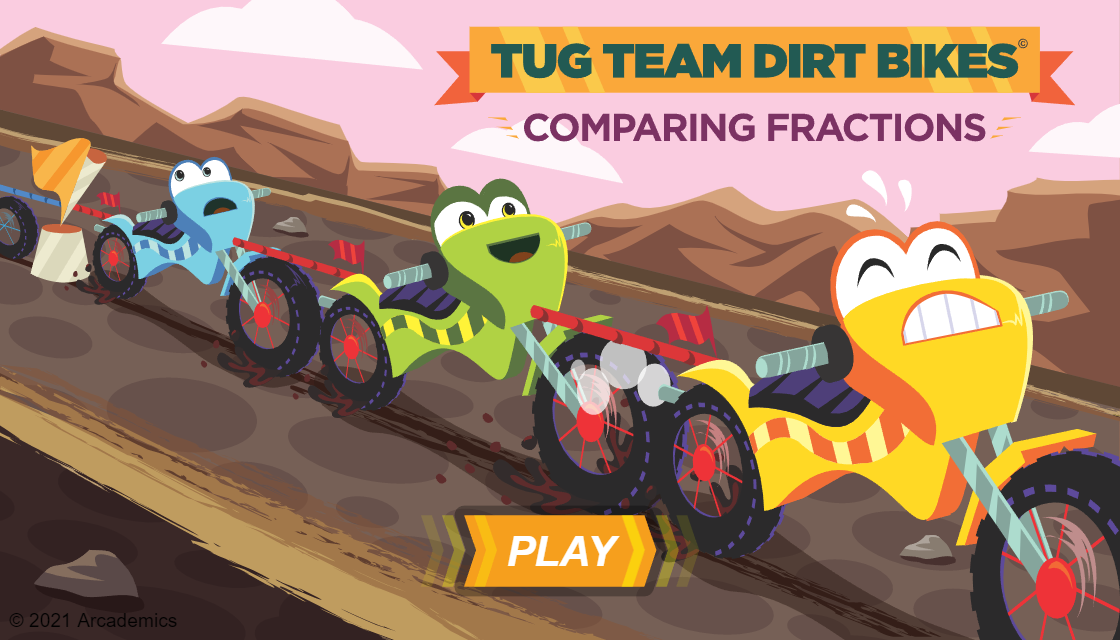 Dirt bike racing game fraction comparison screenshot